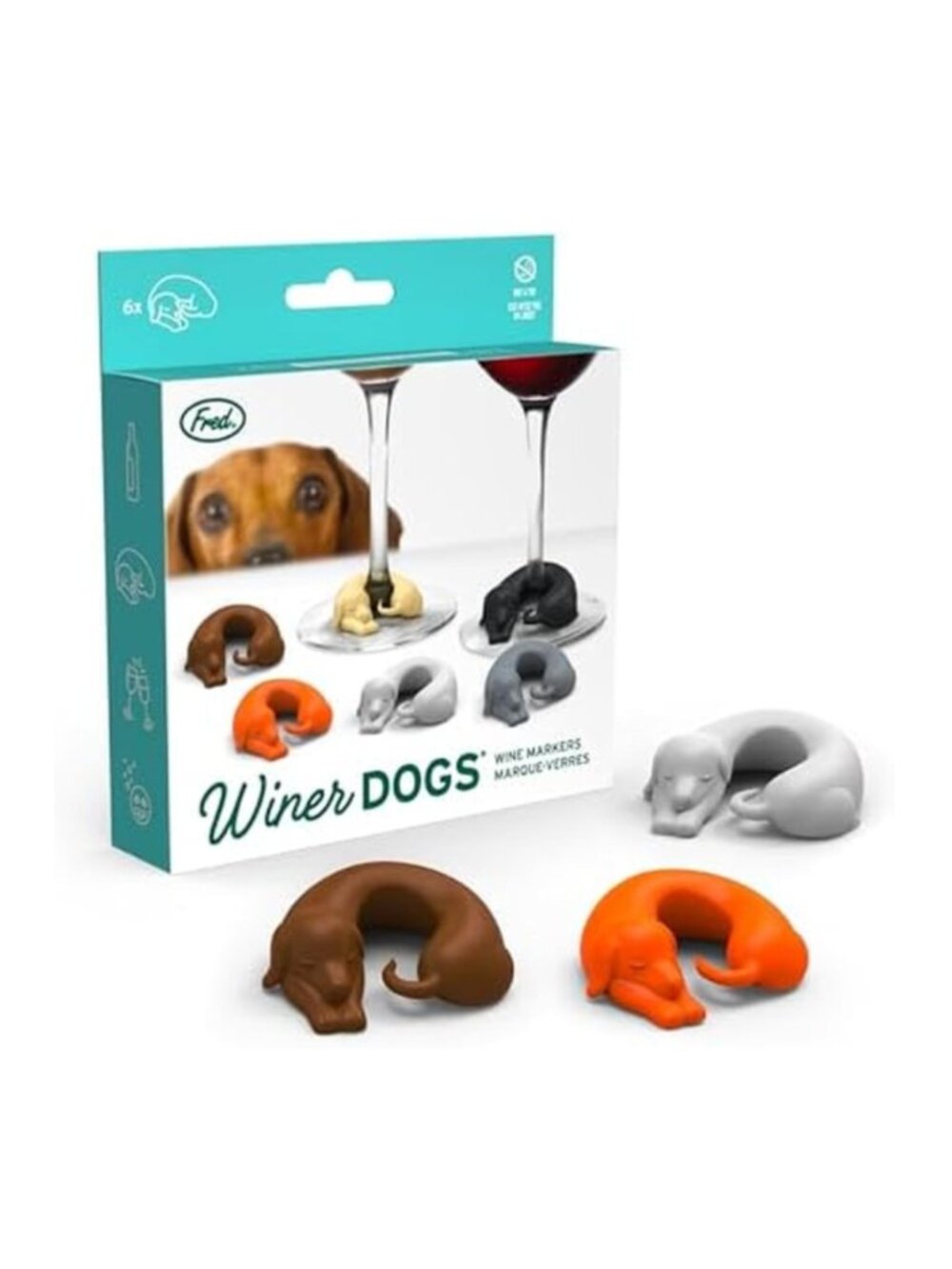 Fred WINER DOGS Dachshund Dog Drink Markers Set of 6 NWT